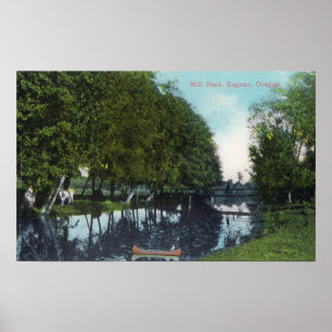 Poster Rivière pittoresque avec le canoë SceneEugene, OU