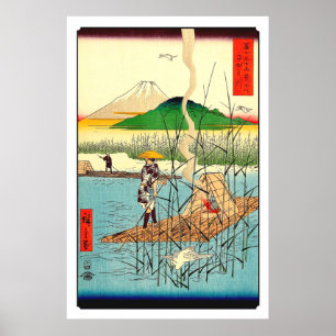 Poster Rivière Sagami Mt. Fuji Utagawa Hiroshige 1858