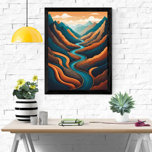 Poster Rivière Winding, Majesté de montagne
