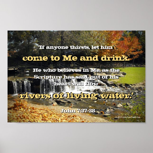 Poster Rivières de l'eau vive, Jean 7:37 Bible chrétienne (Devant)