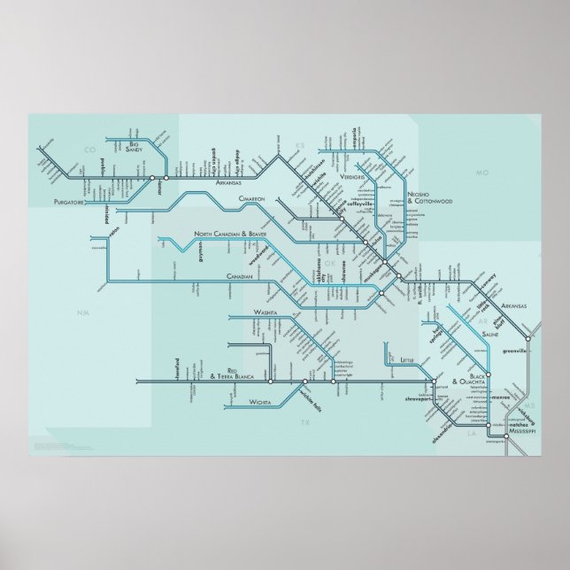 Poster Rivières Rouge et Arkansas 30" x 20" (Devant)