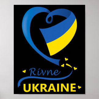 Poster Rivne Ukraine National Flag Heart Emblem Crest 