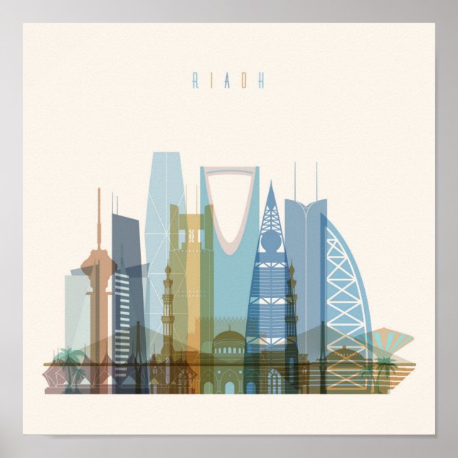 Poster Riyad, Arabie Saoudite | Ville Skyline (Devant)