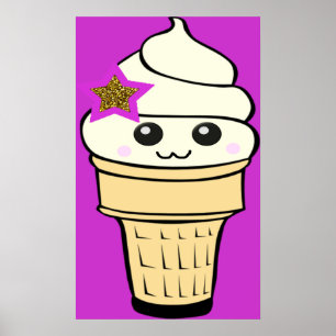 Poster Riyah-Li dessine la crème glacée Kawaii