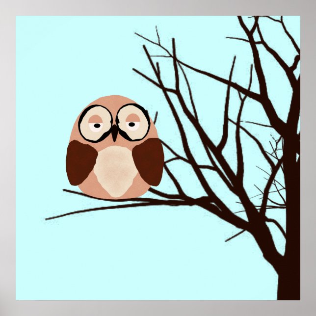 Poster Riyah-Li dessine un hibou d'hiver (Devant)