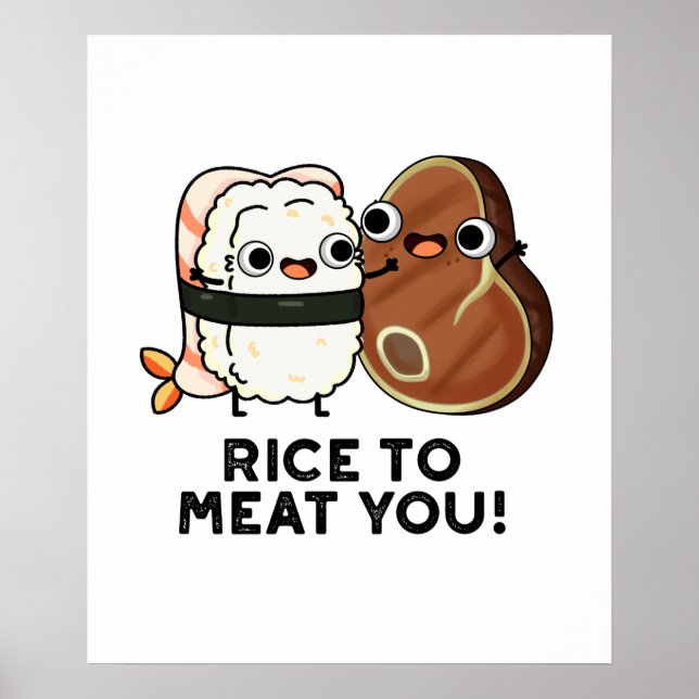 Poster Riz À La Viande Vous Drôle Sushi Steak Pun (Devant)
