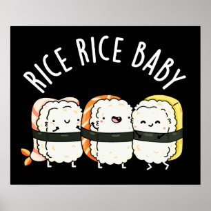 Poster Riz Bébé Funny Sushi Pun Dark BG