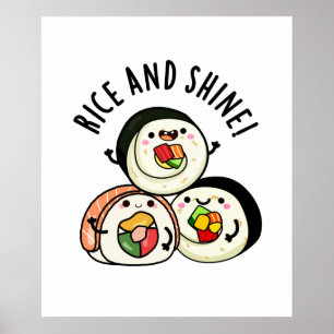 Poster Riz Et Brillant Nourriture Amusante Sushi Pun