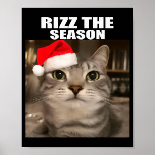 Poster Rizz la saison drôles de pyjamas de Noël chat mème