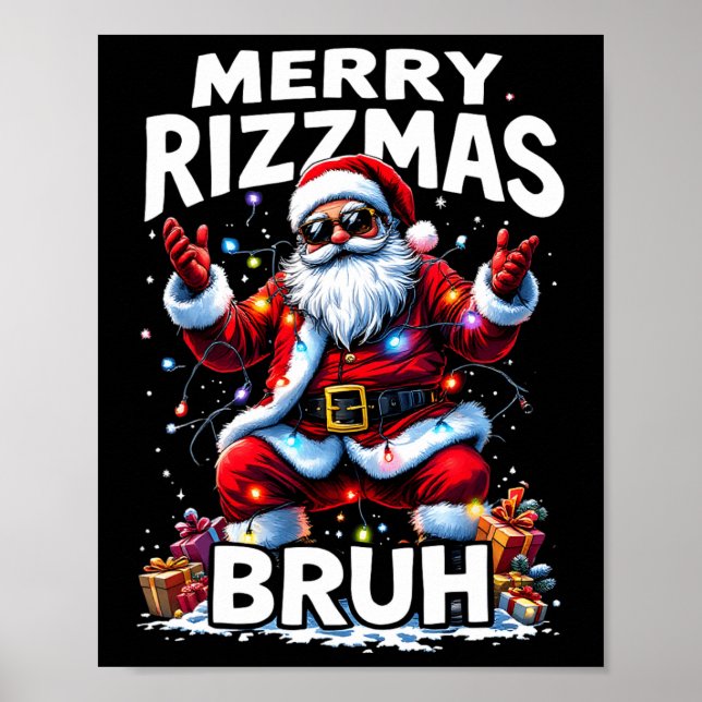Poster Rizz Saison Bruh Merry Rizzmas Bruh Père Noël Clau (Devant)