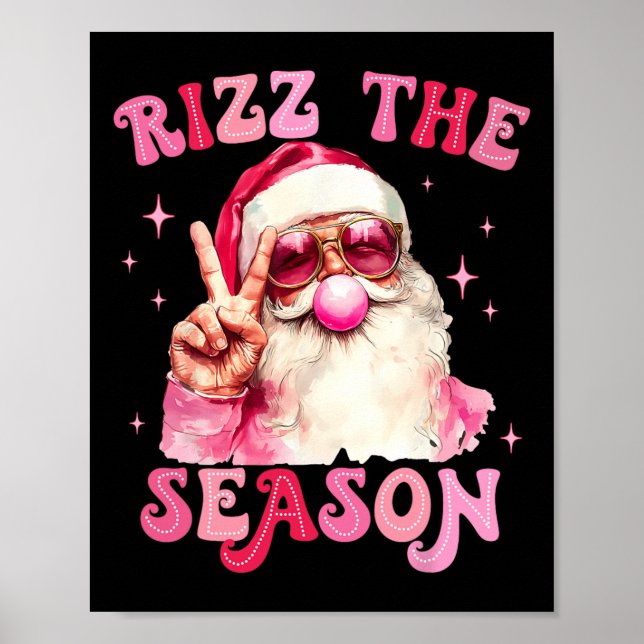 Poster Rizz Saison Père Noël Pink Bubble Gum Rizzmas Chri (Devant)