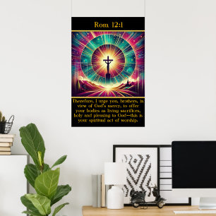 Poster Rm 12:1 Un moment radieux de Jésus sur la croix