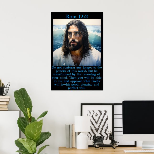 Poster Rm 12:2 avec Jésus sur la plage (Bureau à domicile)