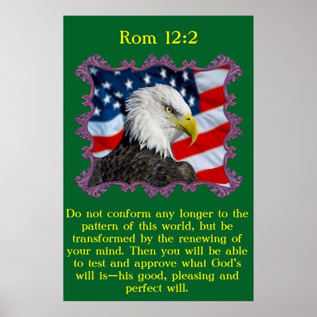 Poster Rm 12:2 Avec un aigle devant un drapeau américain (Devant)