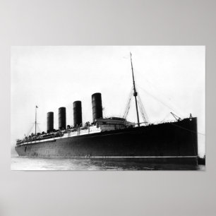 Poster RMS Lusitania arrivée à New York - 1907