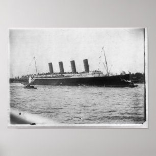 Poster RMS LUSITANIA Maiden Voyage 1907 in New York