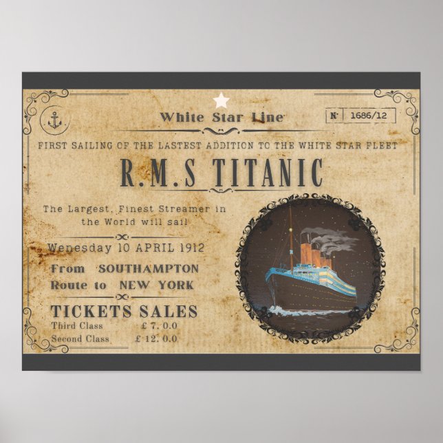 POSTER RMS TITANIC BOARING PUBLICATION (Devant)