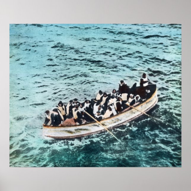 Poster RMS Titanic Lifeboat Vintage couleur main (Devant)