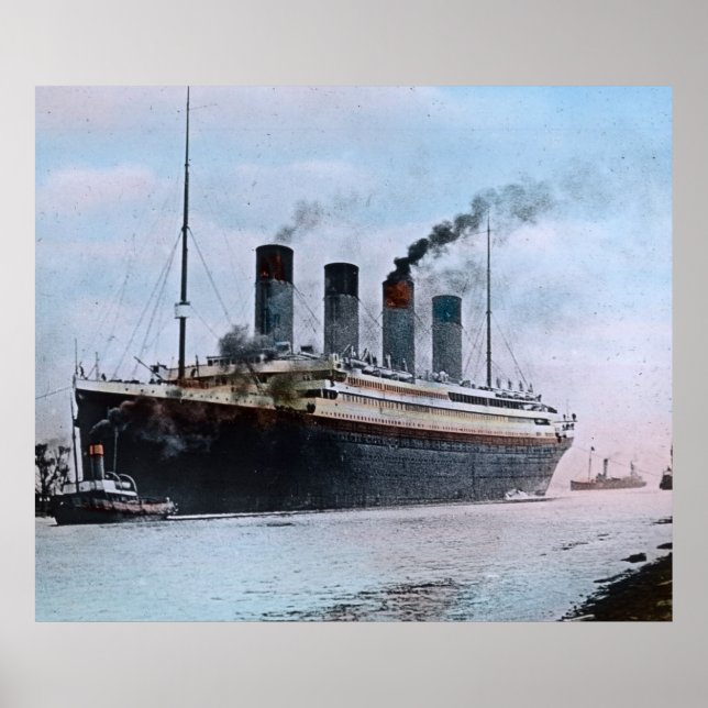 Poster RMS Titanic Maiden Voyage Vintage couleur main (Devant)
