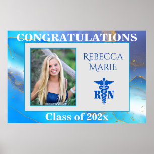 Poster RN Graduation Photo Blue Purple Gold