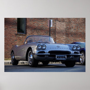 Poster roadster convertible voiture classique des années 