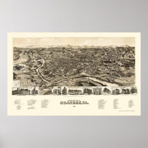 Poster Roanoke, VA Panoramic Map - 1891