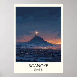 Poster Roanoke Virginia Star Vue sur la montagne