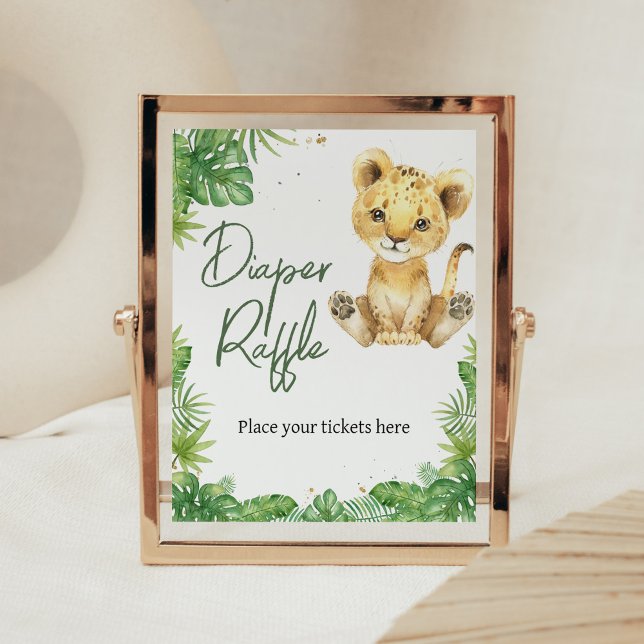 Poster Roaring avec Baby shower de Lion Déchets Raffin (Roaring with Excitement Lion Baby Shower Diaper Raffle Sign
)