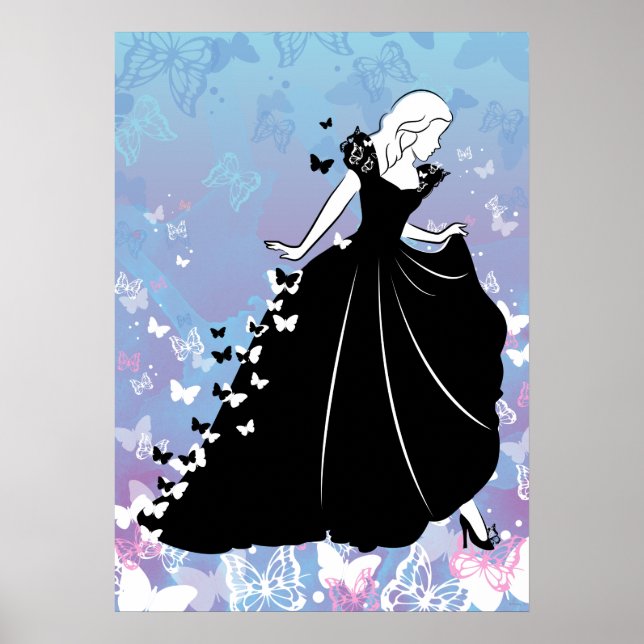 Poster Robe à papillon Cendrillon Silhouette 2 (Devant)