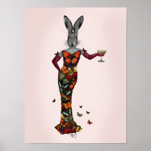 Poster Robe à papillon lapin