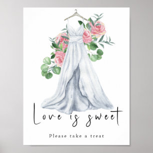 Poster Robe aquarelle avec fleurs - l'amour est doux