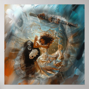 Poster Robe Argent Prêtesse Witchy AI Art Matte Value