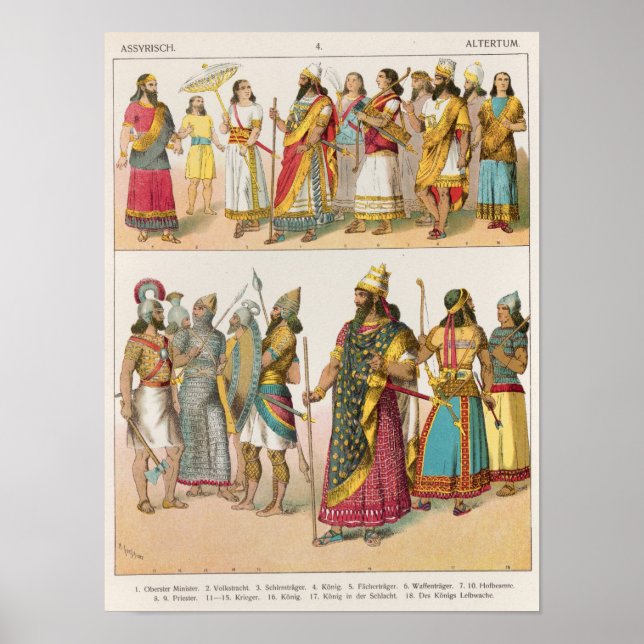 Poster Robe assyrienne, de 'Trachten der Voelker', 1864 (Devant)