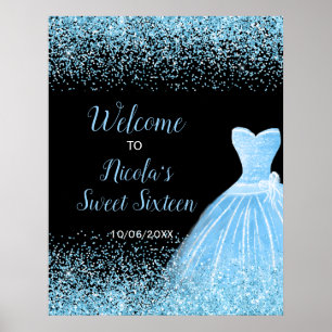 Poster Robe bleu clair Faux Parties scintillant Sweet 16 