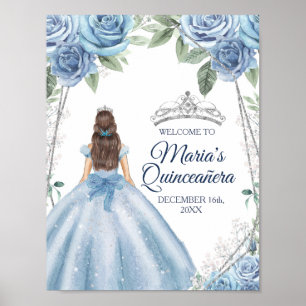 Poster Robe bleu Dusty Quinceañera Couronne Anniversaire