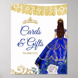 Poster Robe Bleue Royale Quinceañera Cartes et cadeaux