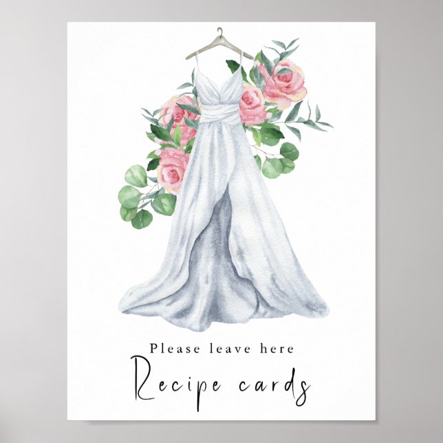Poster Robe d'aquarelle avec fleurs - cartes de recettes (Devant)