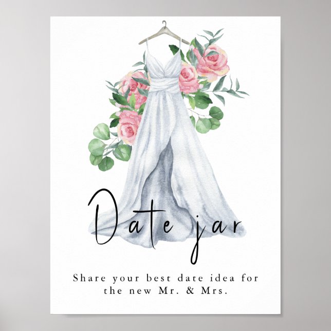Poster Robe d'aquarelle avec fleurs - idées de la nuit (Devant)