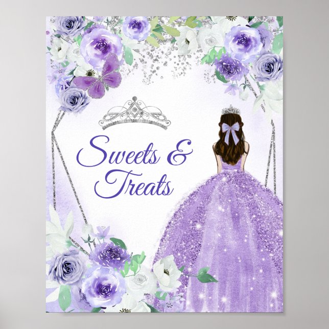 Poster Robe d'argent et de violet Quinceañera Sweet Trait (Devant)