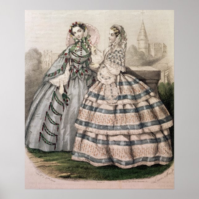 Poster Robe de jour de 1858, gravée par Barreau (Devant)