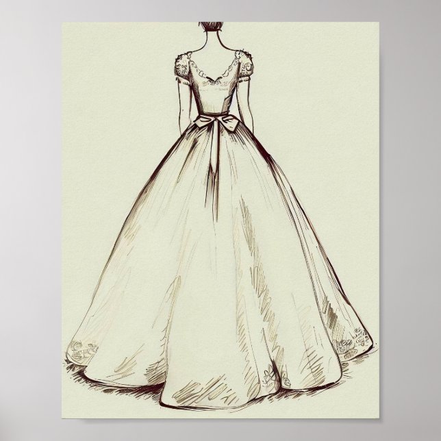 Poster Robe de mariage vintage simple (Devant)