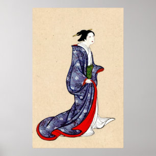 Poster Robe longue et kimono de port 1878 de femme