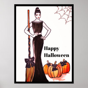 Poster Robe noire élégante classique d'Halloween