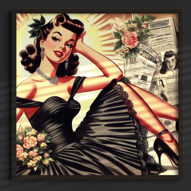 Poster Robe noire mignonne Pin-up (Créateur téléchargé)