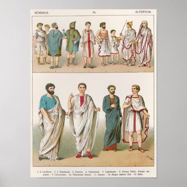 Poster Robe romaine, de 'Trachten der Voelker', 1864 (Devant)