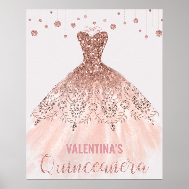 Poster Robe Rose Gold Quinceañera 15e Anniversaire de Nai (Devant)