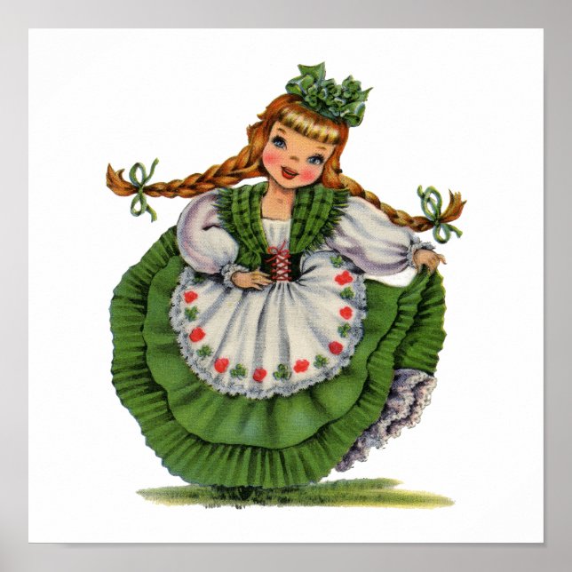 Poster Robe traditionnelle vintage irlandaise fille (Devant)