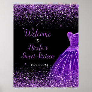 Poster Robe violette foncée Faux Parties scintillant Douc
