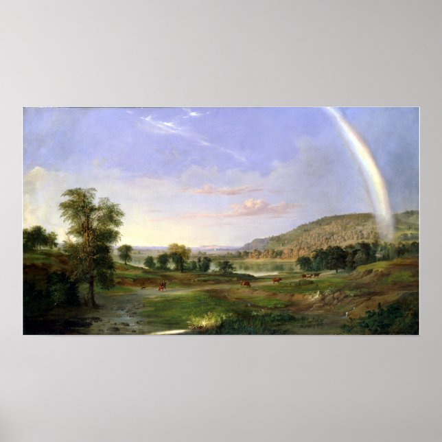 Poster Robert S. Duncanson Paysage avec arc-en-ciel (Devant)