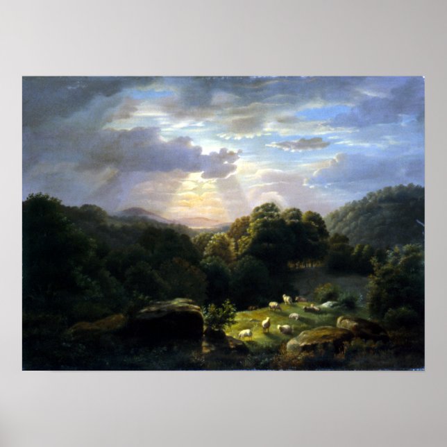 Poster Robert S. Duncanson Paysage avec mouton (Devant)